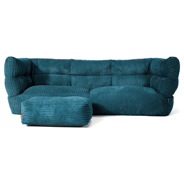 Louis 3-seter Saccosekk Sofa - Kordfløyel Mørketurkis 02