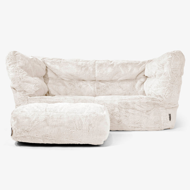 Albert 2-seter Saccosekk Sofa 2.0 - Kanin-fuskepels Hvit 02