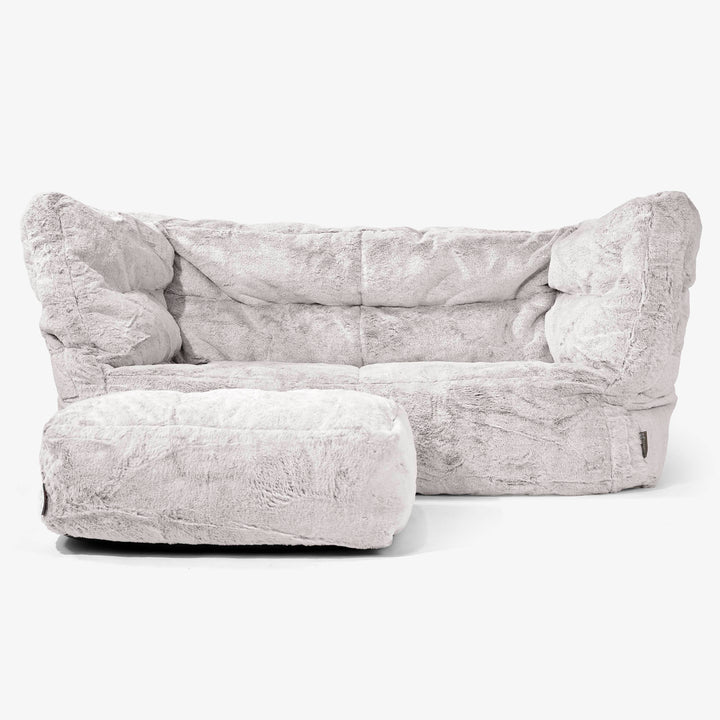 Albert 2-seter Saccosekk Sofa 2.0 - Kanin-fuskepels Lysegrå 02