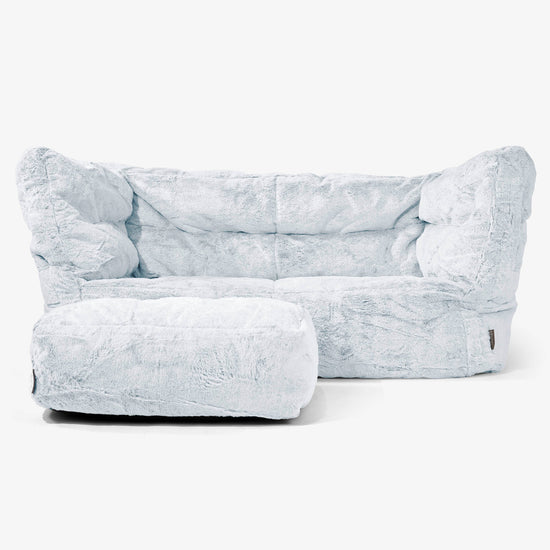 Albert 2-seter Saccosekk Sofa 2.0 - Kanin-fuskepels Støvete Blå 02