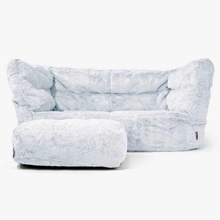 Albert 2-seter Saccosekk Sofa 2.0 - Kanin-fuskepels Støvete Blå 02