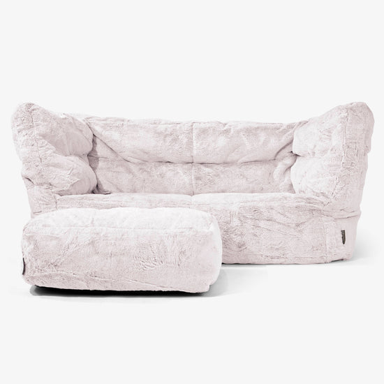 Albert 2-seter Saccosekk Sofa 2.0 - Kanin-fuskepels Støvete Rosa 02
