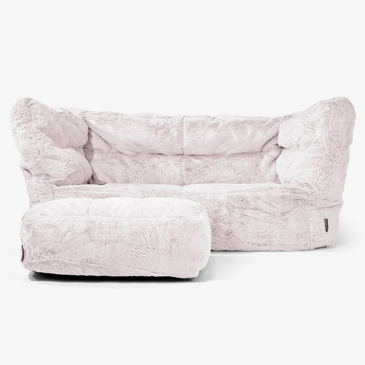 Albert 2-seter Saccosekk Sofa 2.0 - Kanin-fuskepels Støvete Rosa 02