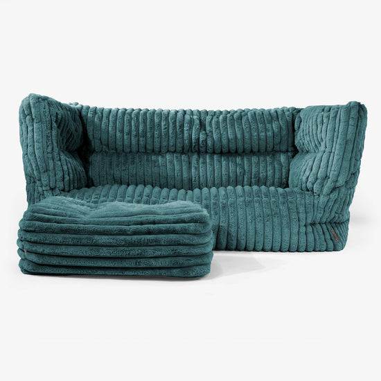 Albert 2-seter Saccosekk Sofa 2.0 - Ultrabehagelig Kord Mørketurkis 02