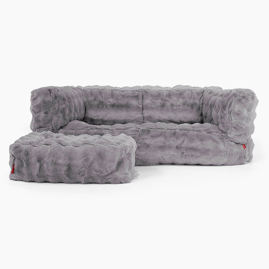 Albert 2-seter Saccosekk Sofa - Falsk Pels Boble Grå 02