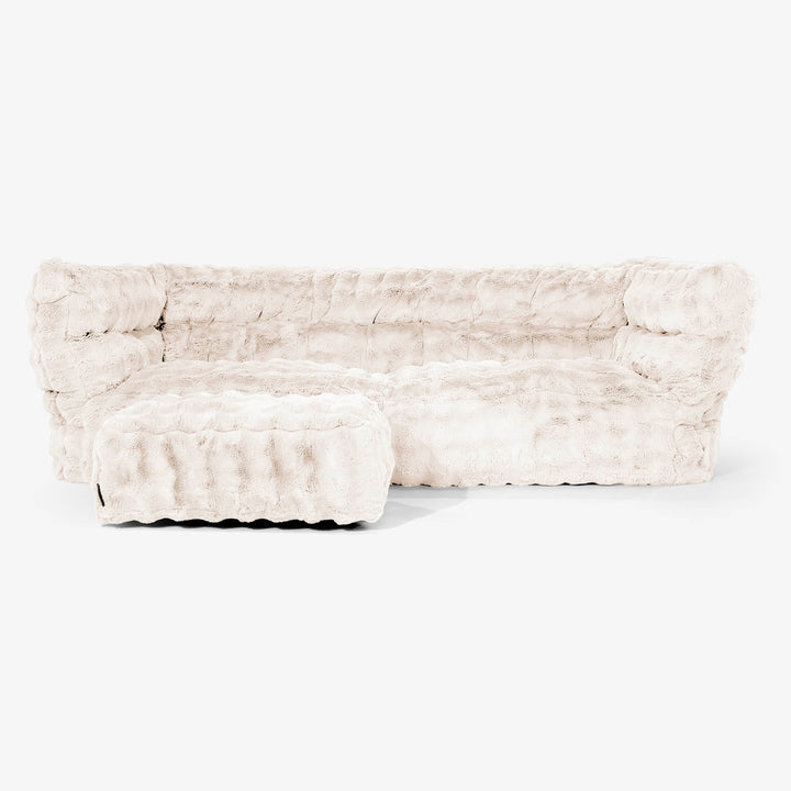 Albert 3-seter Saccosekk Sofa 2.0 - Falsk Pels Boble Krem 02