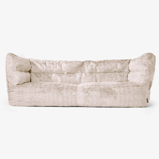 Albert 3-seter Saccosekk Sofa 2.0 - Kanin-fuskepels Gyllenbrun 01