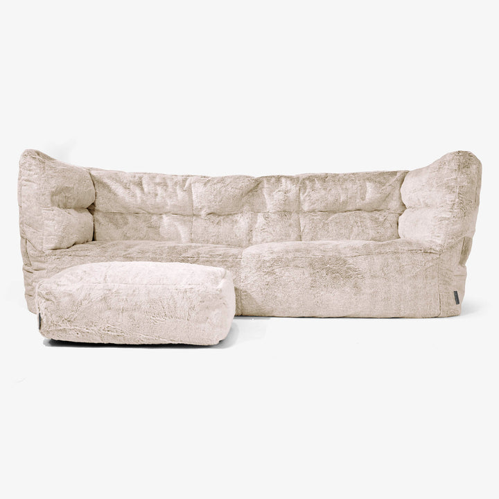 Albert 3-seter Saccosekk Sofa 2.0 - Kanin-fuskepels Gyllenbrun 02