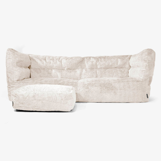 Albert 3-seter Saccosekk Sofa 2.0 - Kanin-fuskepels Hvit 02