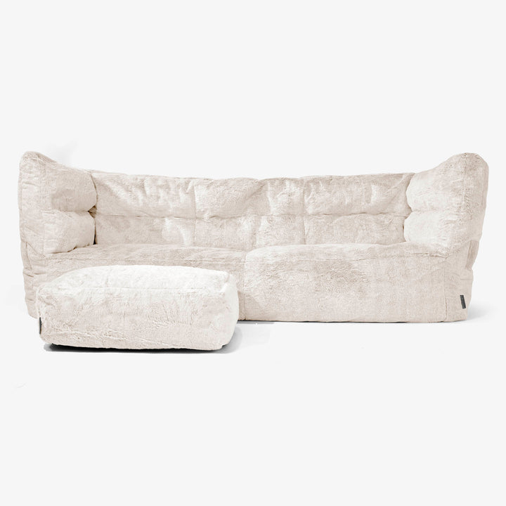 Albert 3-seter Saccosekk Sofa 2.0 - Kanin-fuskepels Hvit 02