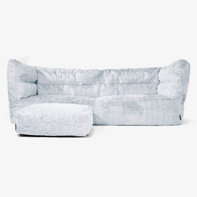 Albert 3-seter Saccosekk Sofa 2.0 - Kanin-fuskepels Støvete Blå 02