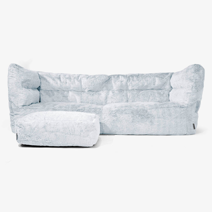 Albert 3-seter Saccosekk Sofa 2.0 - Kanin-fuskepels Støvete Blå 02