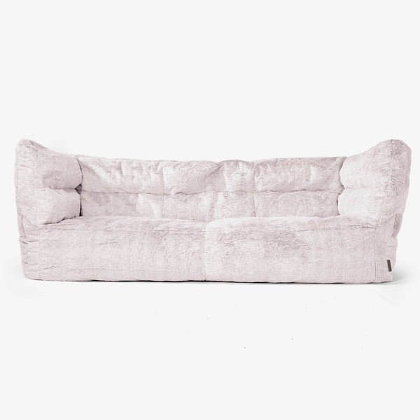 Albert 3-seter Saccosekk Sofa 2.0 - Kanin-fuskepels Støvete Rosa 01