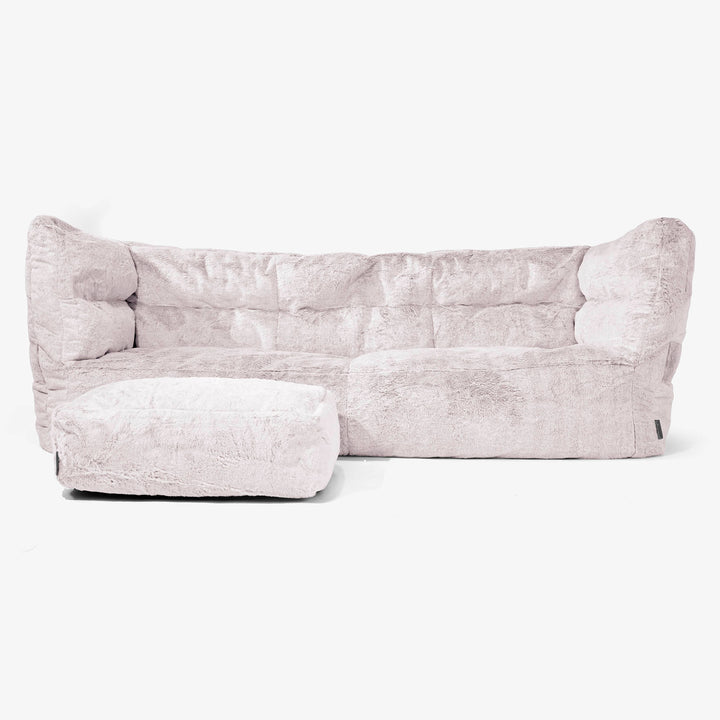 Albert 3-seter Saccosekk Sofa 2.0 - Kanin-fuskepels Støvete Rosa 02