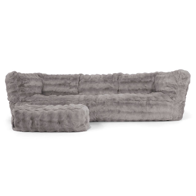 Albert 3-seter Saccosekk Sofa - Falsk Pels Boble Grå 02