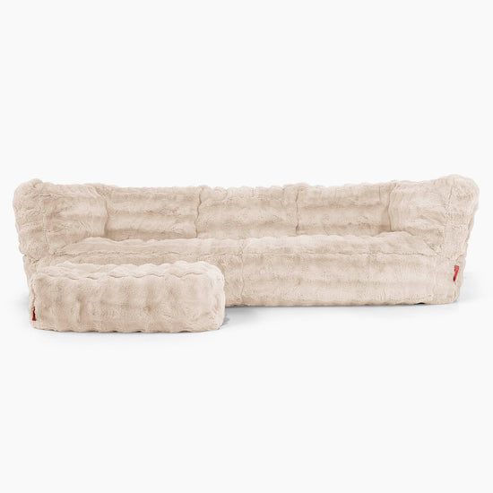 Albert 3-seter Saccosekk Sofa - Falsk Pels Boble Krem 02