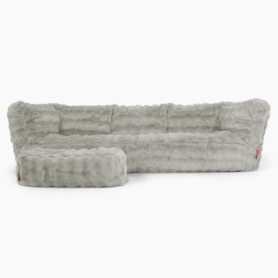 Albert 3-seter Saccosekk Sofa - Falsk Pels Boble Salviegrønn 02
