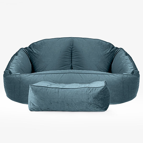 Bubble Sofa-saccosekk - Velvet Mørketurkis 01
