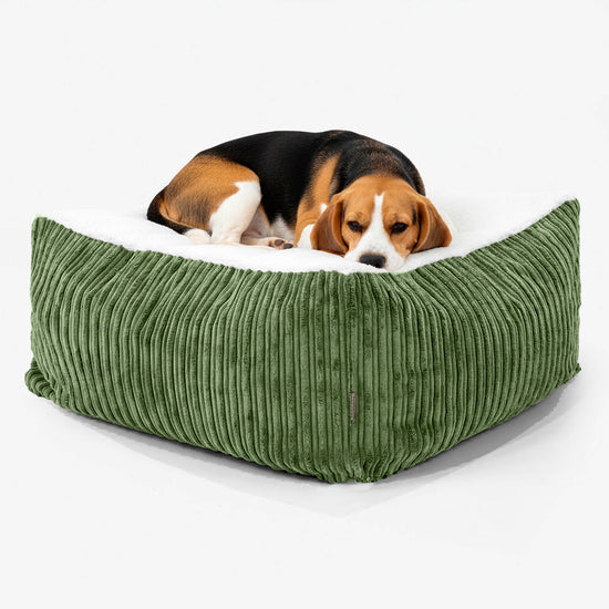 Den Kjempe Madrass Large-hundeseng - Sherpa & Kordfløyel Skoggrønn - 02