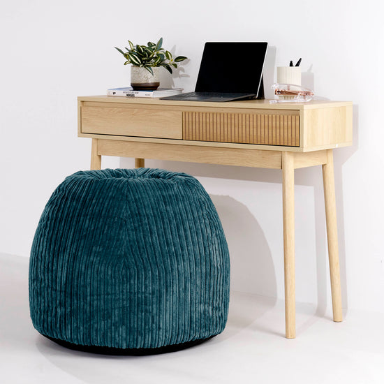 Ergonomisk Kontor-pouf Stol - Kordfløyel Mørketurkis - 02