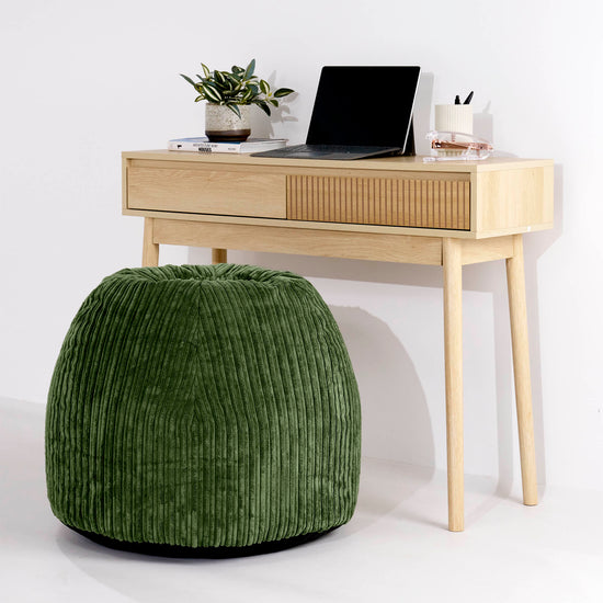 Ergonomisk Kontor-pouf Stol - Kordfløyel Skoggrønn - 02