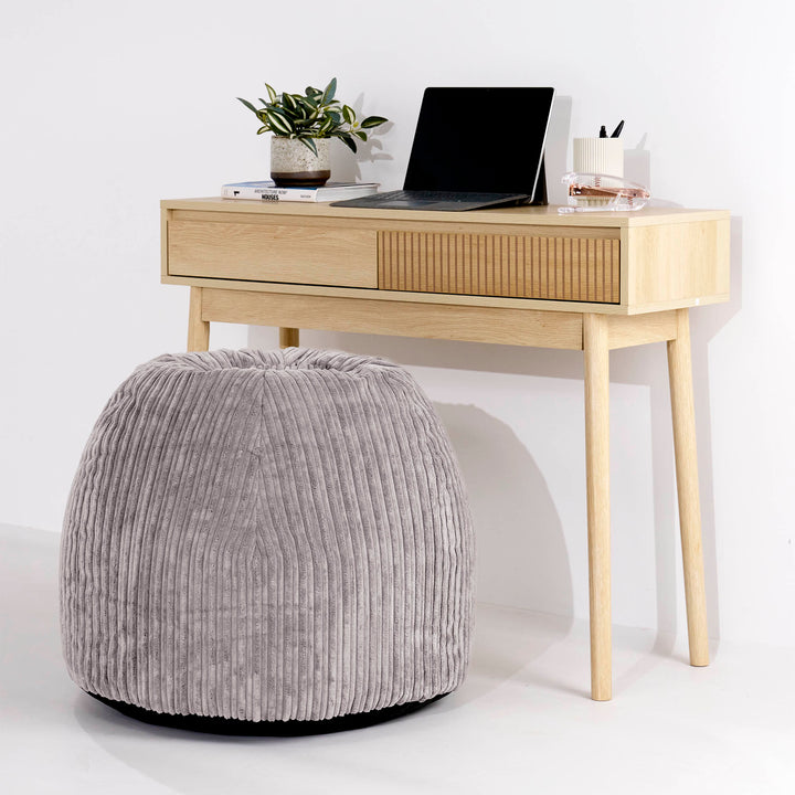 Ergonomisk Kontor-pouf Stol - Kordfløyel Sølvgrå - 02