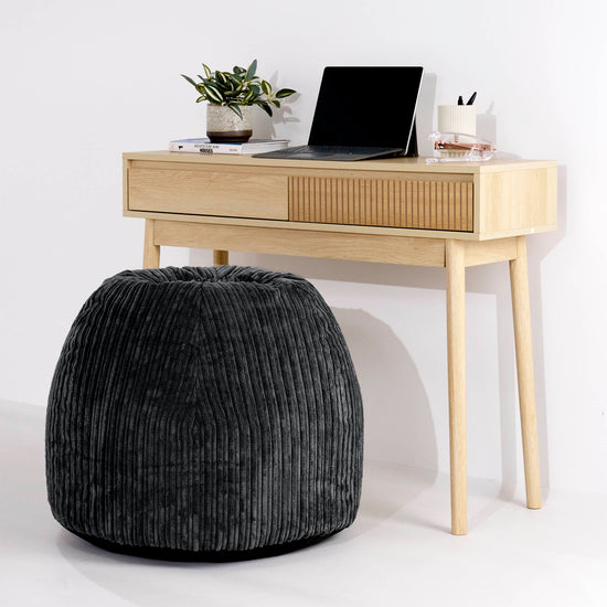 Ergonomisk Kontor-pouf Stol - Kordfløyel Svart - 02