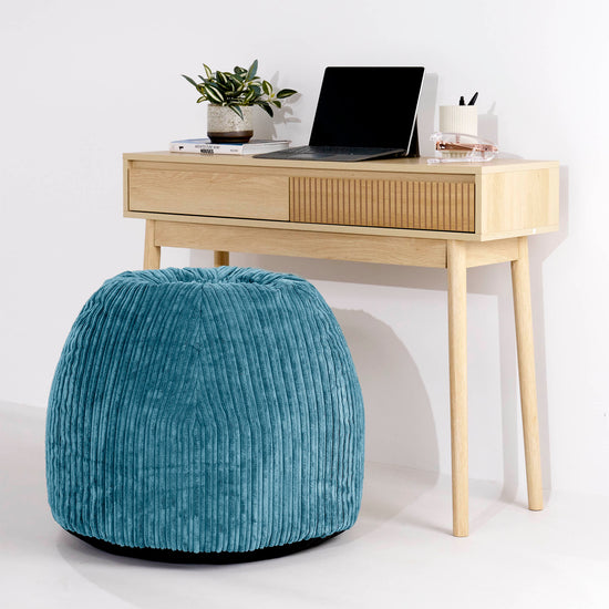 Ergonomisk Kontor-pouf Stol - Kordfløyel Turkis - 02