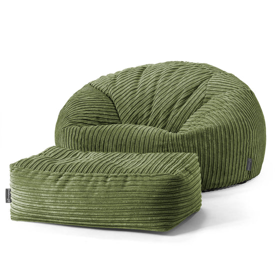 Klassisk Sakkosekk Sofa - Kordfløyel Skoggrønn 02