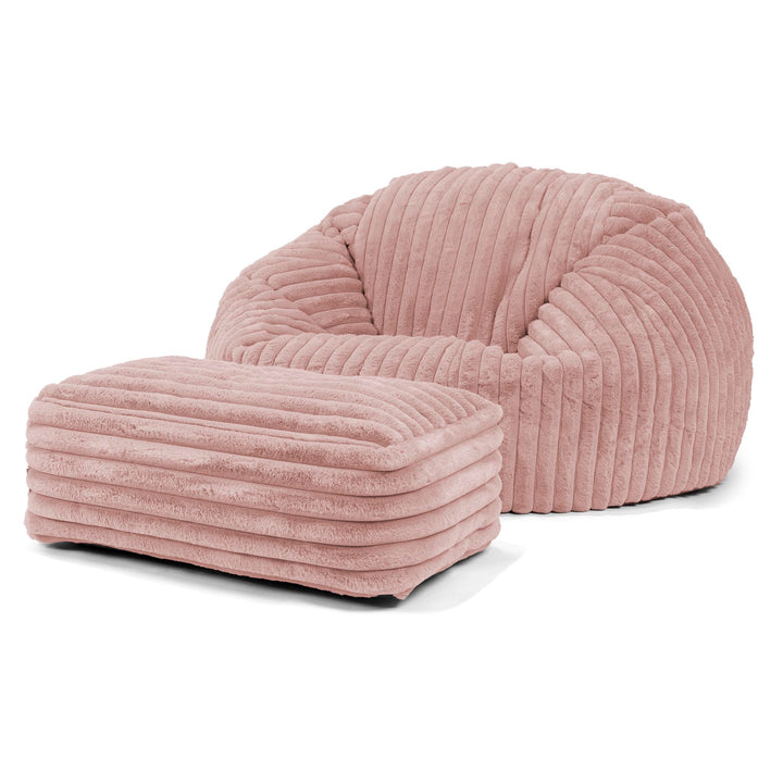 Klassisk Sakkosekk Sofa - Ultrabehagelig Kord Støvete Rosa 02