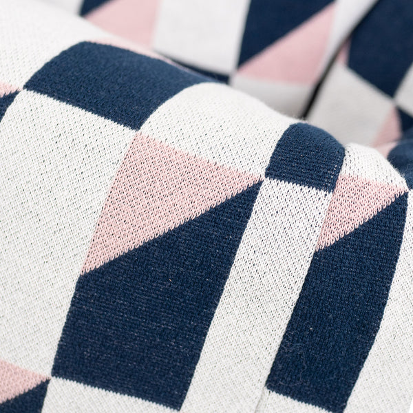 Klassisk Sakkosekk - Strikket Geometrisk Blå Fabric Close-up Image