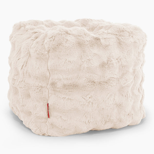 Kube Fotskammel Puff - Falsk Pels Boble Krem 01