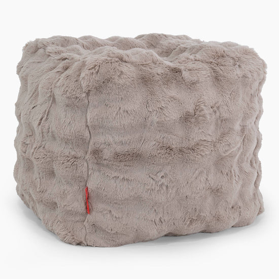 Kube Fotskammel Puff - Falsk Pels Boble Mink 01