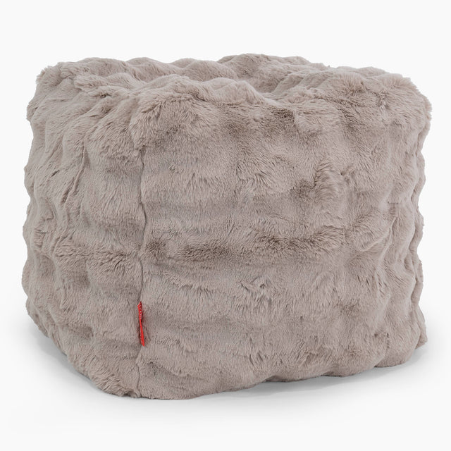 Kube Fotskammel Puff - Falsk Pels Boble Mink 01
