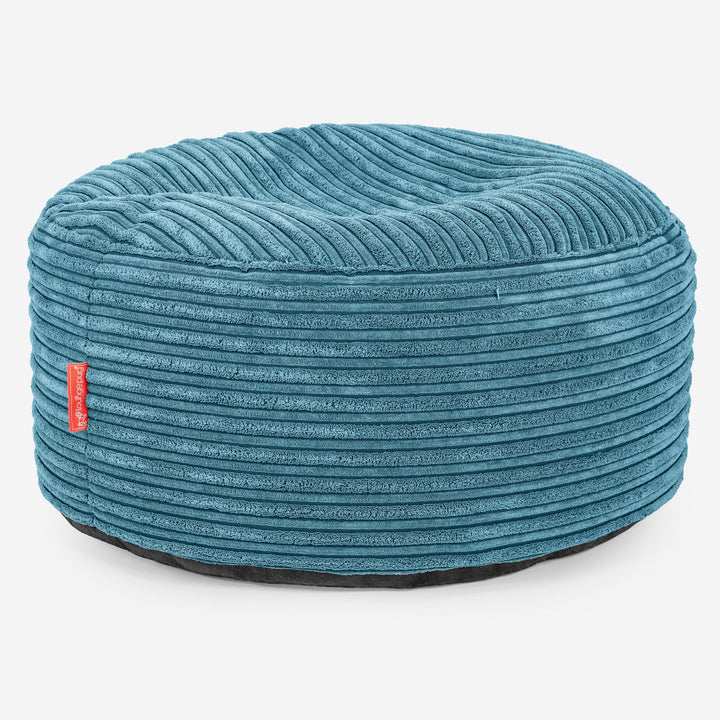 Ottoman Puff med Serveringsbrett - Kordfløyel Turkis 03