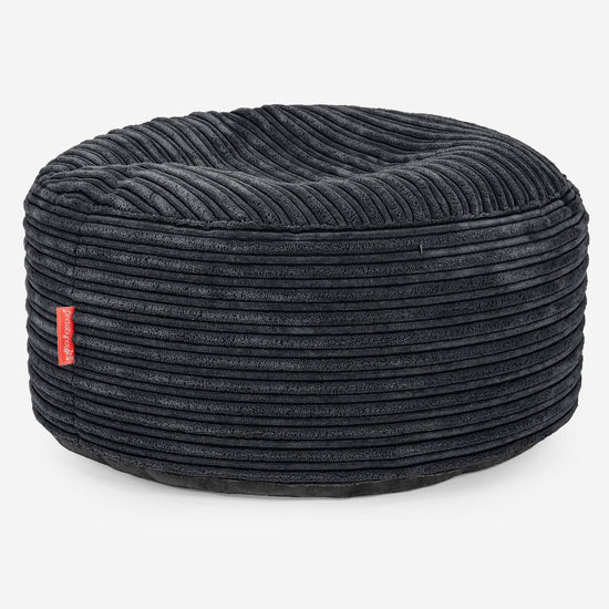 Ottoman Puff med Serveringsbrett - Kordfløyel Svart 03