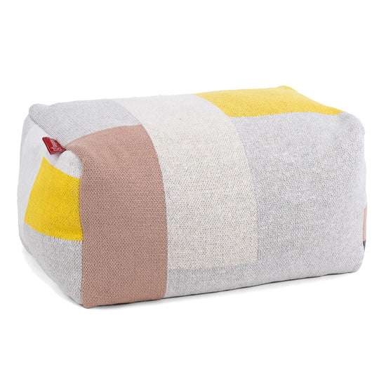 Liten Fotskammel - Strikket Fargeblokk Grå 01