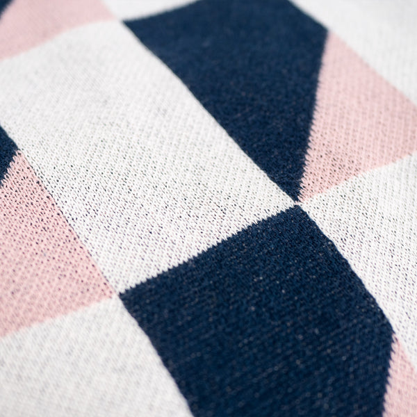 Liten Fotskammel - Strikket Geometrisk Blå Fabric Close-up Image