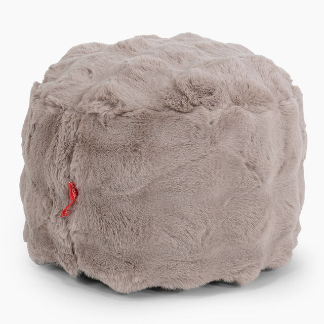 Liten Rund Fotskammel - Falsk Pels Boble Mink 01