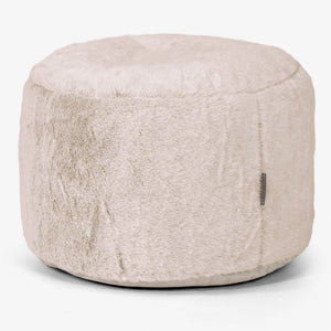 Liten Rund Fotskammel - Kanin-fuskepels Gyllenbrun