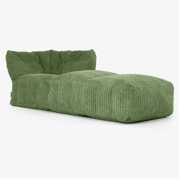 Modulsofa Saccosekk, Høyre Chaiselong - Kordfløyel Skoggrønn 01