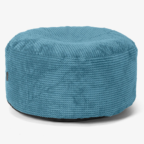 Ottoman Puff med Serveringsbrett - Pom-pom Turkis - 01