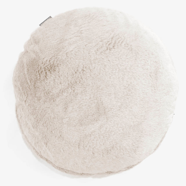 Rund Putetrekk 50cm - Kanin-fuskepels Hvit 01