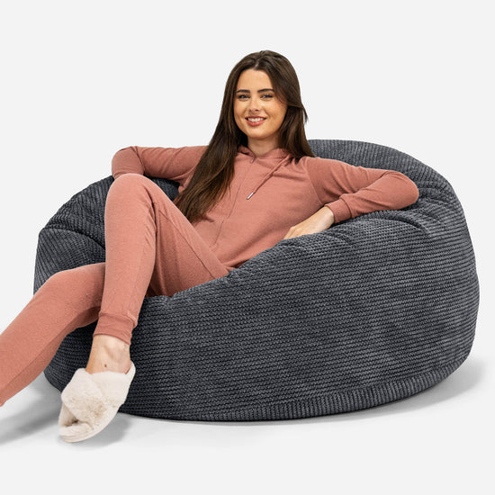 Saccosekk Sofa 'Mammut' - Pom-pom Svart 01