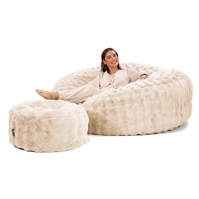Sakkosekk Sofa 'Mega-Mammut' - Falsk Pels Boble Krem