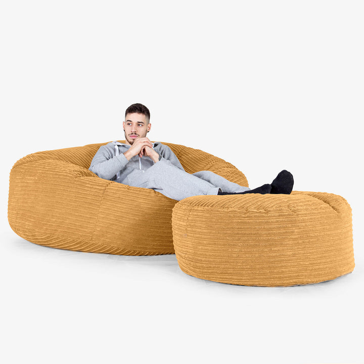 Sakkosekk Sofa 'Mega-Mammut' - Kordfløyel Gylden Honning 02