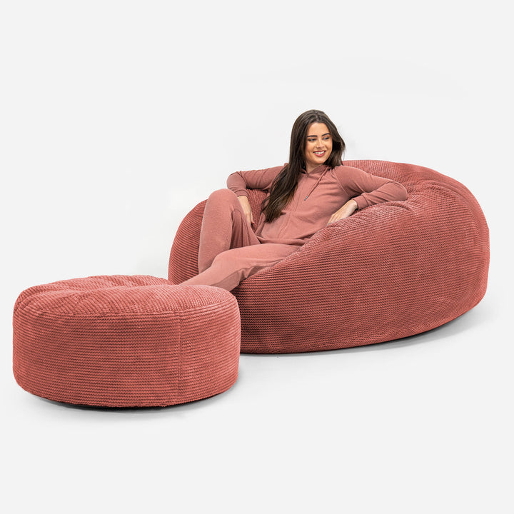 Sakkosekk Sofa 'Mega-Mammut' - Pom-pom Gresskaroransje 02