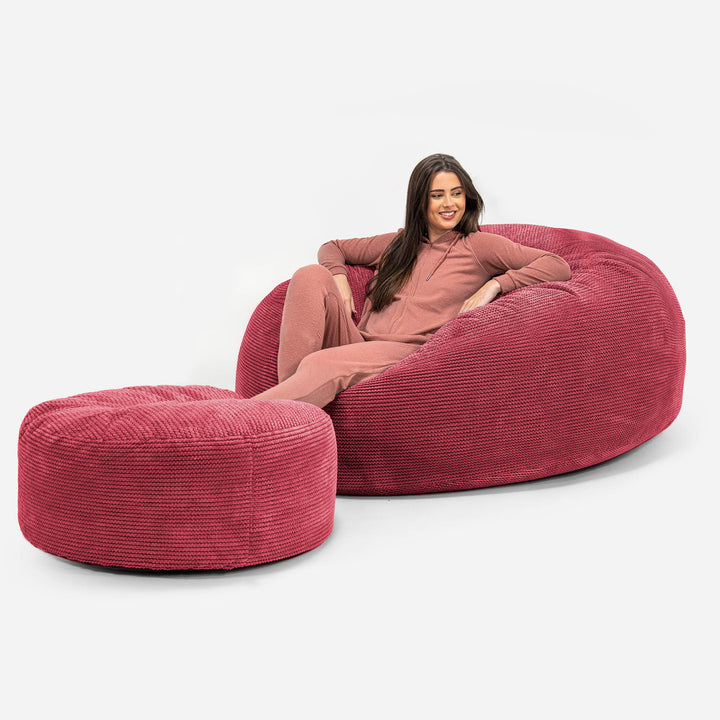 Sakkosekk Sofa 'Mega-Mammut' - Pom-pom Pastellrød 02