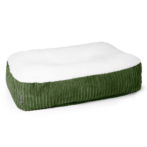 Sloucher Large-hundeseng - Sherpa & Kordfløyel Skoggrønn