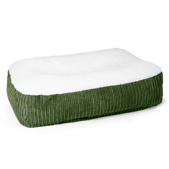 Sloucher Large-hundeseng - Sherpa & Kordfløyel Skoggrønn 01
